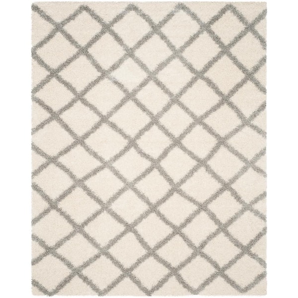 SAFAVIEH Dallas Shag Ivory/Gray 9 ft. x 12 ft. Geometric Multi-Diamonds Area Rug