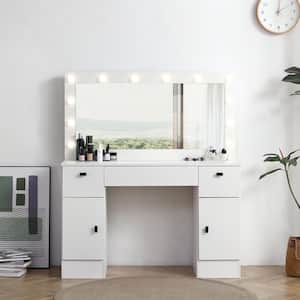 Antique White 3-Drawer 46.00 in. Wide Dresser with Mirror