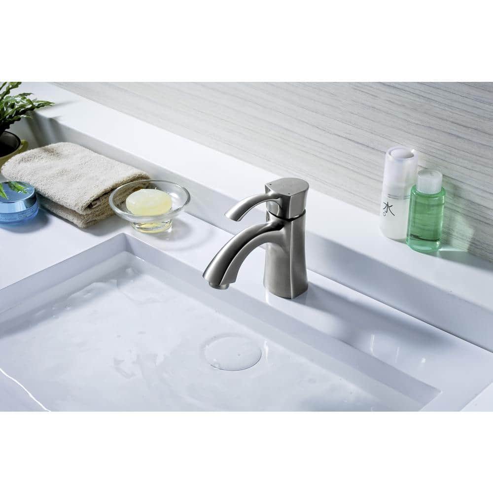 Brushed Nickel Single-Handle Bathroom Faucet with Drain Assembly