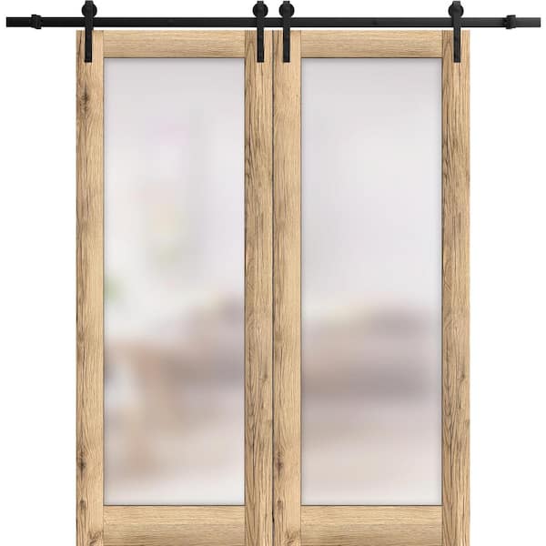 Sartodoors Assemble Required 36 in. x 80 in. 2-Panel Frosted Glass