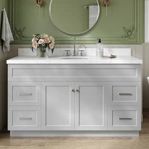 Hamlet 60.25 in. W x 22 in. D x 36 in. H Single Sink Freestanding Bath Vanity in Grey with Carrara White Quartz Top