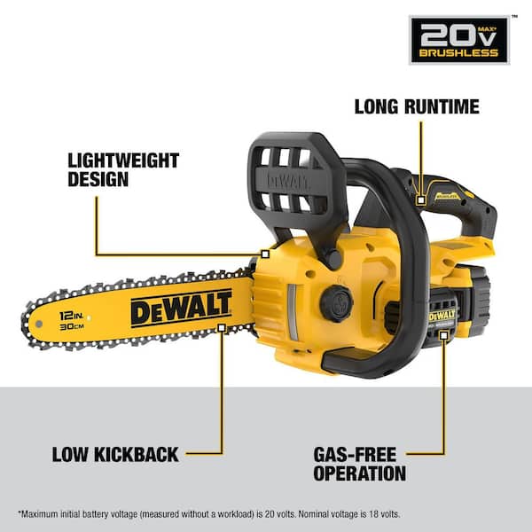 20-Volt MAX 12 in. Brushless Cordless Battery Powered Chainsaw Kit with 5.0 Ah Battery and Charger