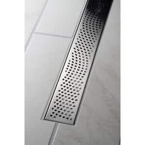 Designline 32 in. Stainless Steel Linear Shower Drain with Wave Pattern Drain Cover