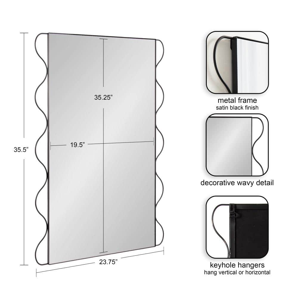 Wriggle Black Metal Framed Rectangular Vanity Mirror