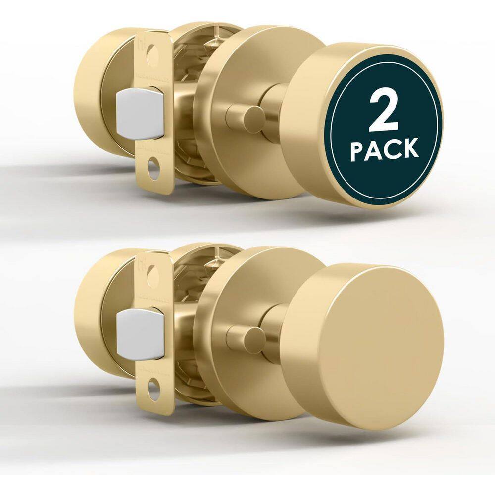 Buena Metal Privacy Satin Brass-Hall/Closet Bed/Bath and Door Knob with Reversible Heavy Duty Features, 2Pack price history on PriceWatchPro