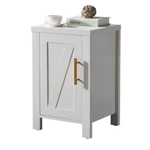 SignatureHome Sendero 14 in. W White Finish Rectangle Top Wood End Table With 1 Door + 2 Shelves. (16Lx14Wx24H)