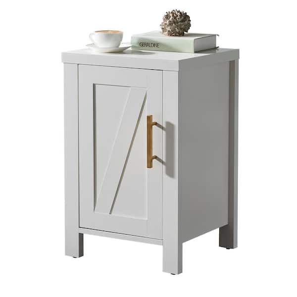 Signature Home SignatureHome Sendero 14 in. W White Finish Rectangle Top Wood End Table With 1 Door + 2 Shelves. (16Lx14Wx24H)