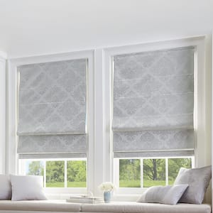 Cut-to-Size Silver Cordless Room Darkening Energy-Efficient Polyester Roman Shades 29 in. W x 64 in. L