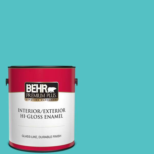 BEHR PREMIUM PLUS 1 gal. #500B-4 Gem Turquoise Flat Exterior Paint