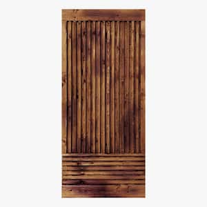 Japanese 30 in. x 84 in. Pre Assemble Walnut Stained Thermally Modified Wood Interior Sliding Barn Door Slab