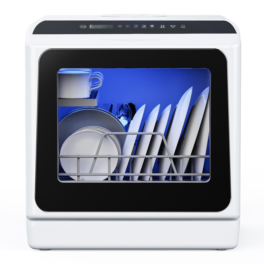 SIMZLIFE 16.85 in. Black Portable Countertop Dishwasher with 5 Modes ...