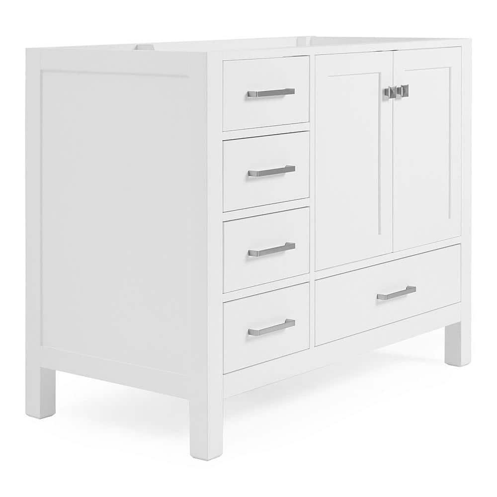 Cambridge 42" White Solid Wood Freestanding Vanity Cabinet