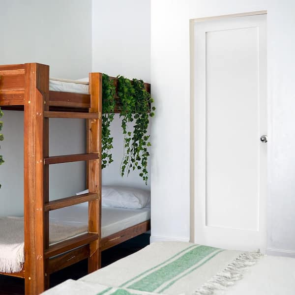 32 in. x 80" Shaker 1-Panel Lefthand Primed Solidcore MDF Wood Assembly Required Interior Doorkit w/Quick Assemble Jamb