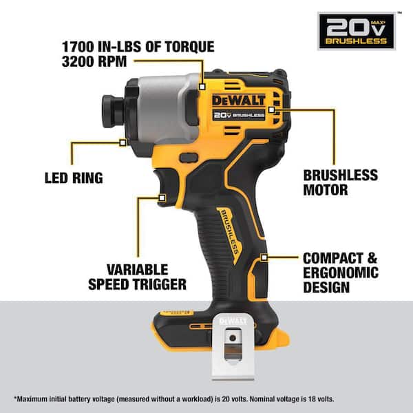 DEWALT - 20V MAX Lithium-Ion 2-Tool Cordless Brushless Combo Kit with (2) Powerstack 1. 7Ah Batteries and Charger