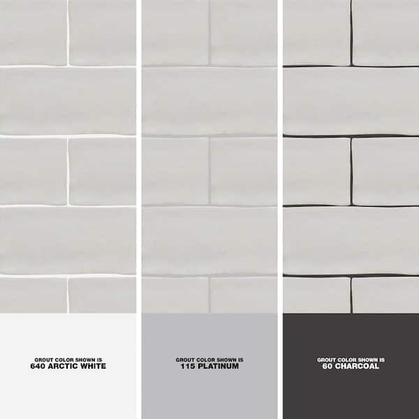 Ivy Hill Tile Catalina White 3 In X 6, White Wall Tile With Grey Grout