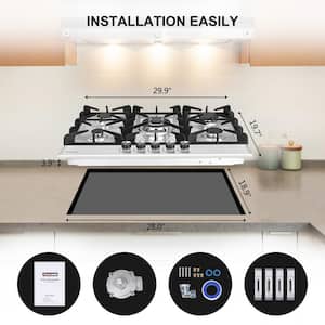 30 in. Built-in LPG Natural Gas Cooktop in Stainless Steel with 5 Sealed Burners