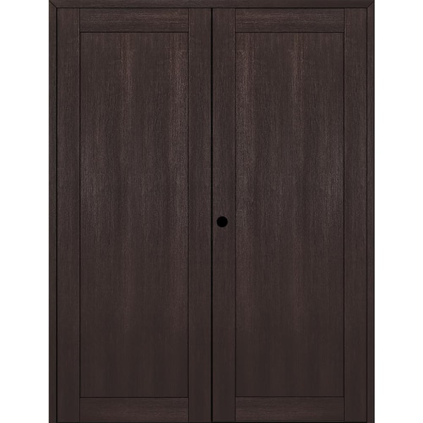 Belldinni 1-Panel Shaker 64 in. W. x 96 in. Right Active Vera Linga Oak Wood Composite Double Prehend Interior Door