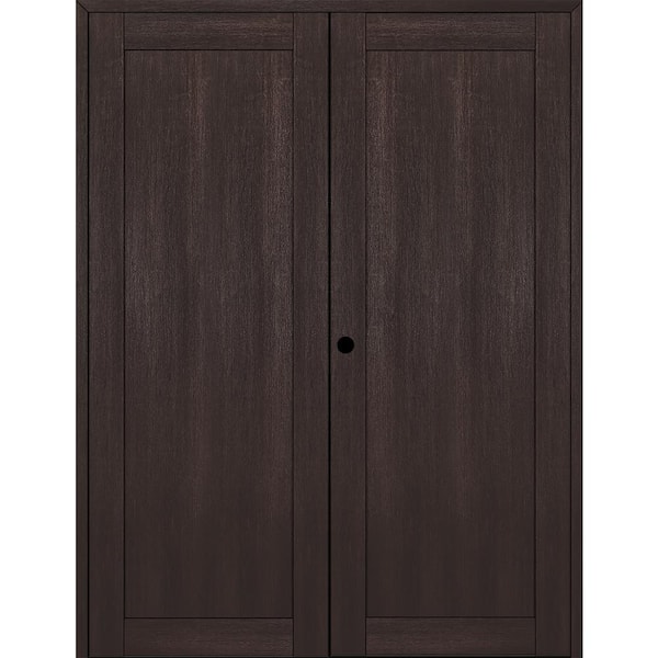 Belldinni 1-Panel Shaker 60 in. x 96 in. Right Active Veralinga Oak Wood Composite Double Prehung Interior Door
