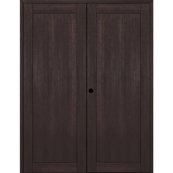 Belldinni 1-Panel Shaker 60 in. x 80 in. Right Active Veralinga Oak Wood Composite Double Prehung Interior Door