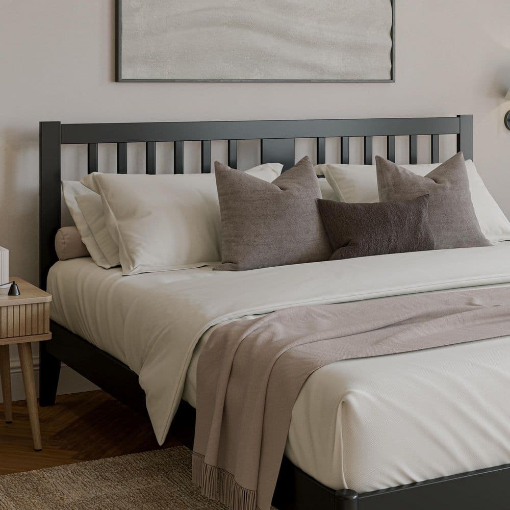Finley Black King Wood Slatted Headboard