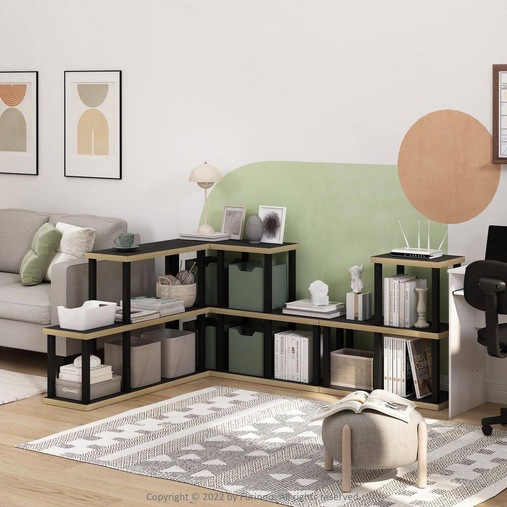 Black and Wood 3-Cube Decorative Display Shelf