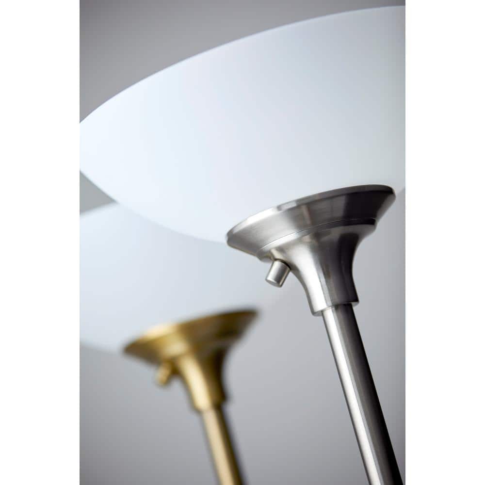 71" Brushed Steel Torchiere Floor Lamp with 3-Way Switch