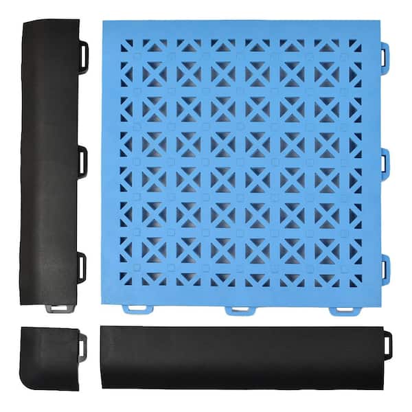 StayLock Perforated Blue 12 in. x 12 in. x 0.56 in. PVC Plastic Interlocking Outdoor Floor Tile (Case of 26)
