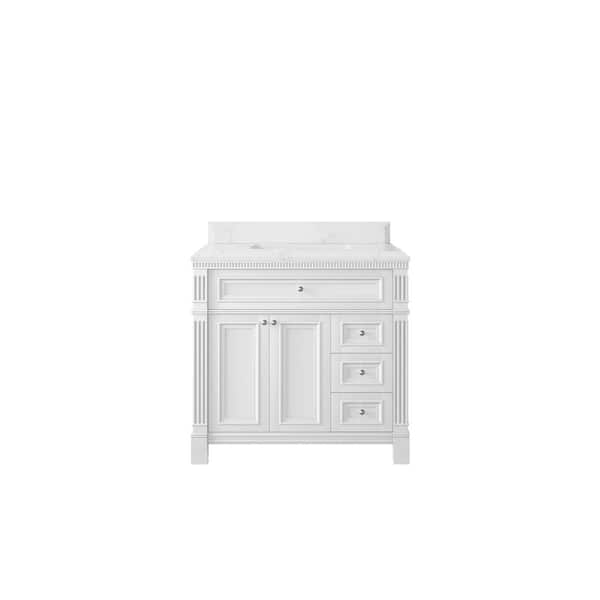 Willow Collections Paris 36 in. W x 22 in. D x 36 in. H Single Sink Bath Vanity Center in White with 1.5 in. Empira White qt. Top