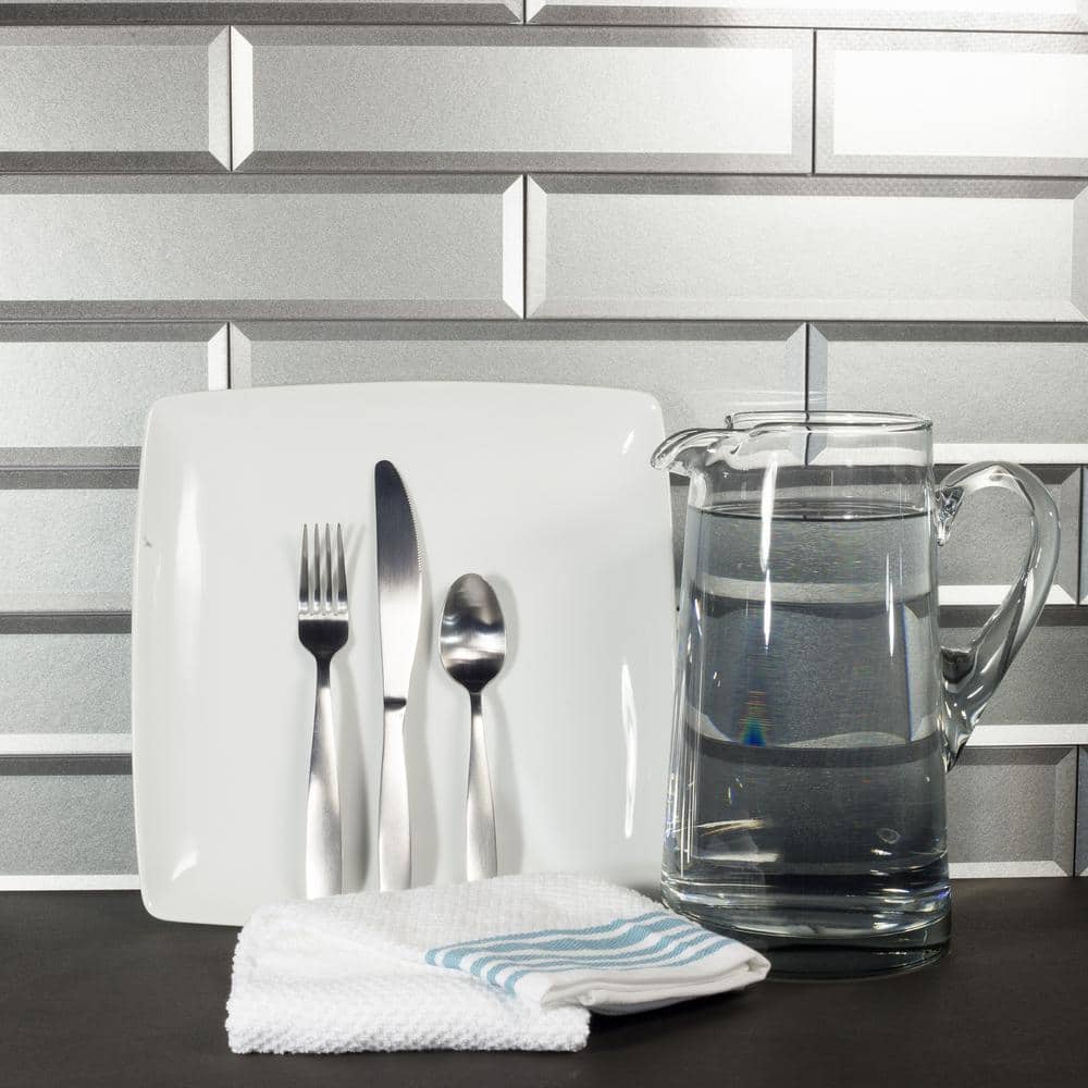 Eternal Silver Matte Glass 3x6 Subway Wall Tile