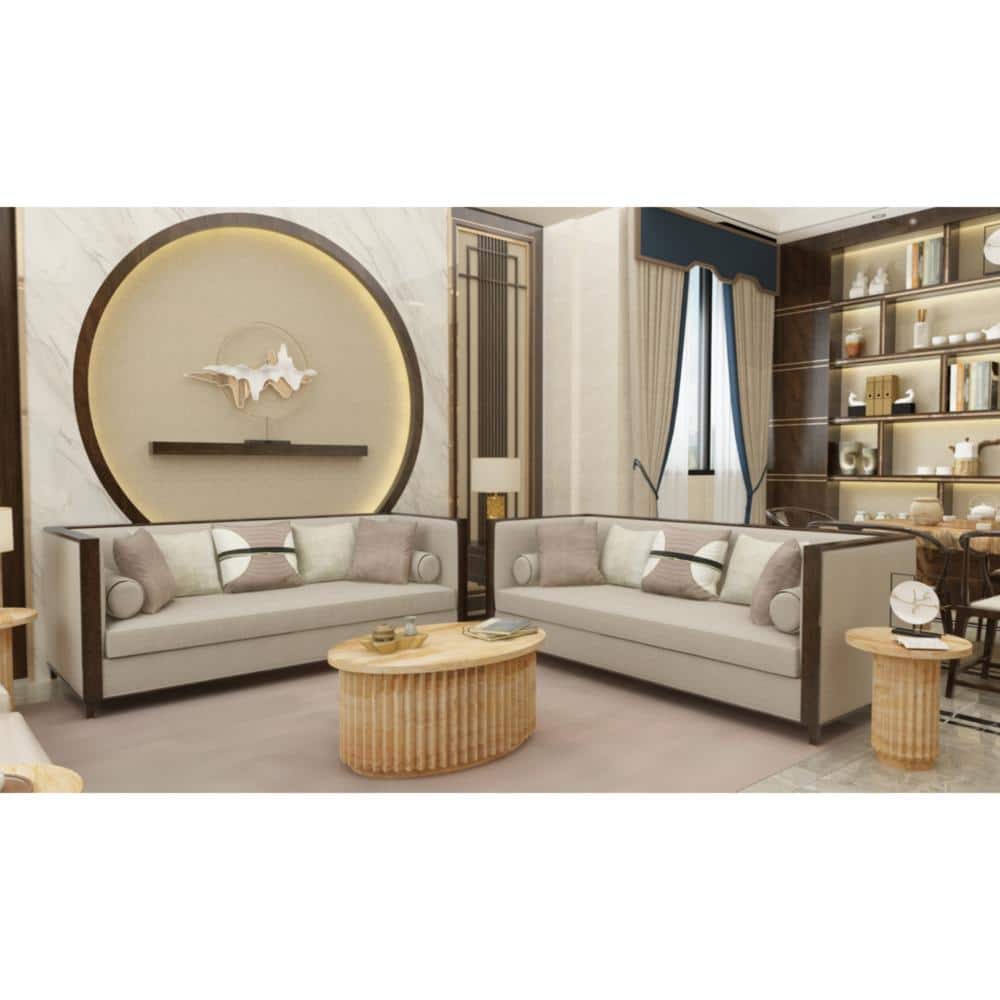 Natural Brown Oval Mango Wood Coffee Table with Hidden Storage