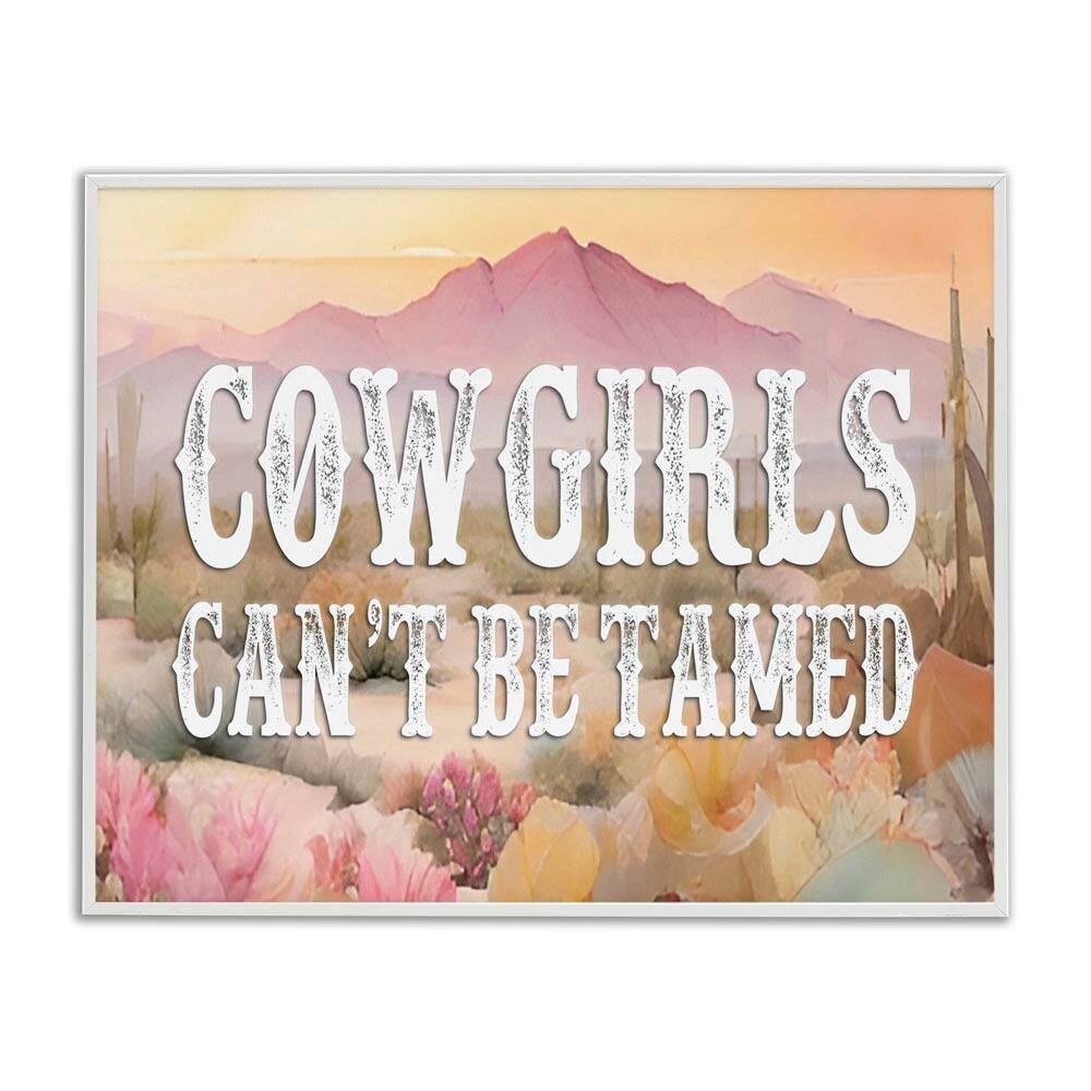 Cowgirls Can't Be Tamed by Lettered and Lined White Framed Nature Giclee Art Print 11 in. x 14 in. price history on PriceWatchPro