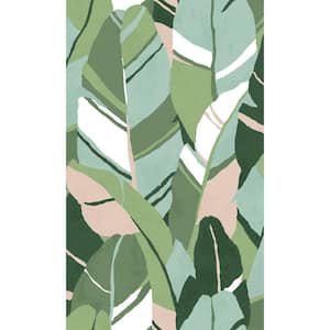 Green and Pink Hearts of Palm Peel and Stick Wallpaper (Covers 28.29 sq. ft.)