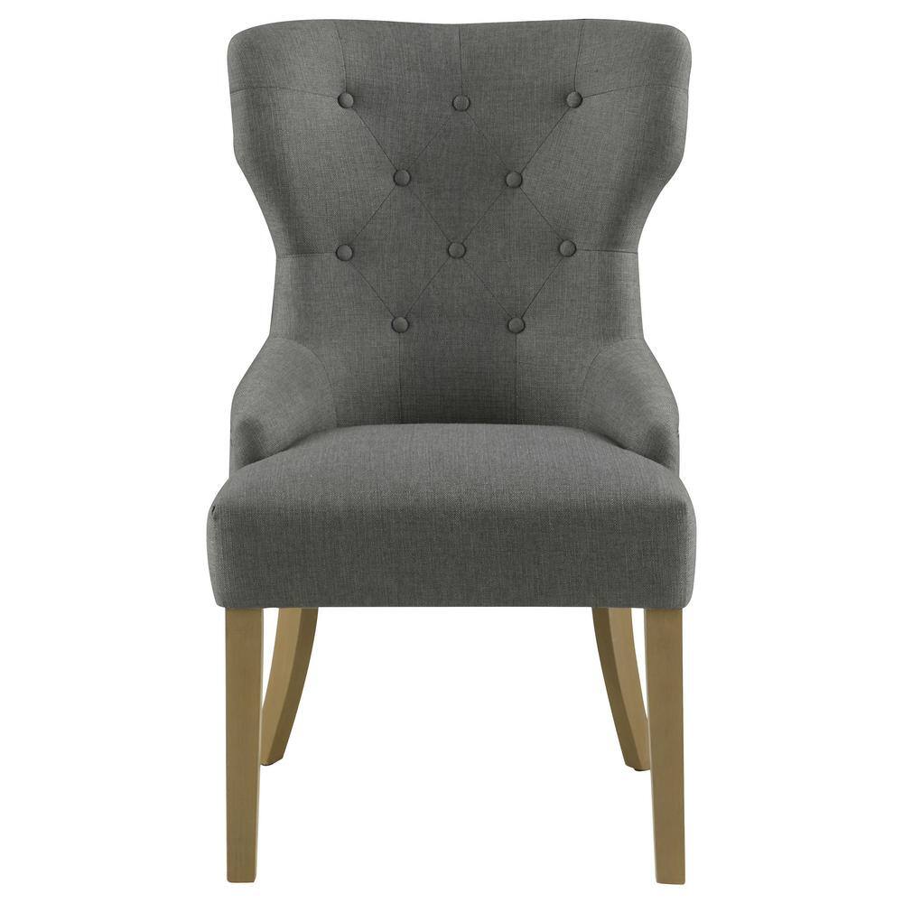 Elegant Dark Gray Tufted Side Chair with Wooden Legs