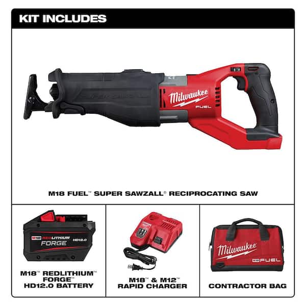 M18 FUEL 18V Lithium-Ion Brushless Cordless SUPER SAWZALL Orbital Reciprocating Saw Kit w/(1) 12.0 Ah Battery