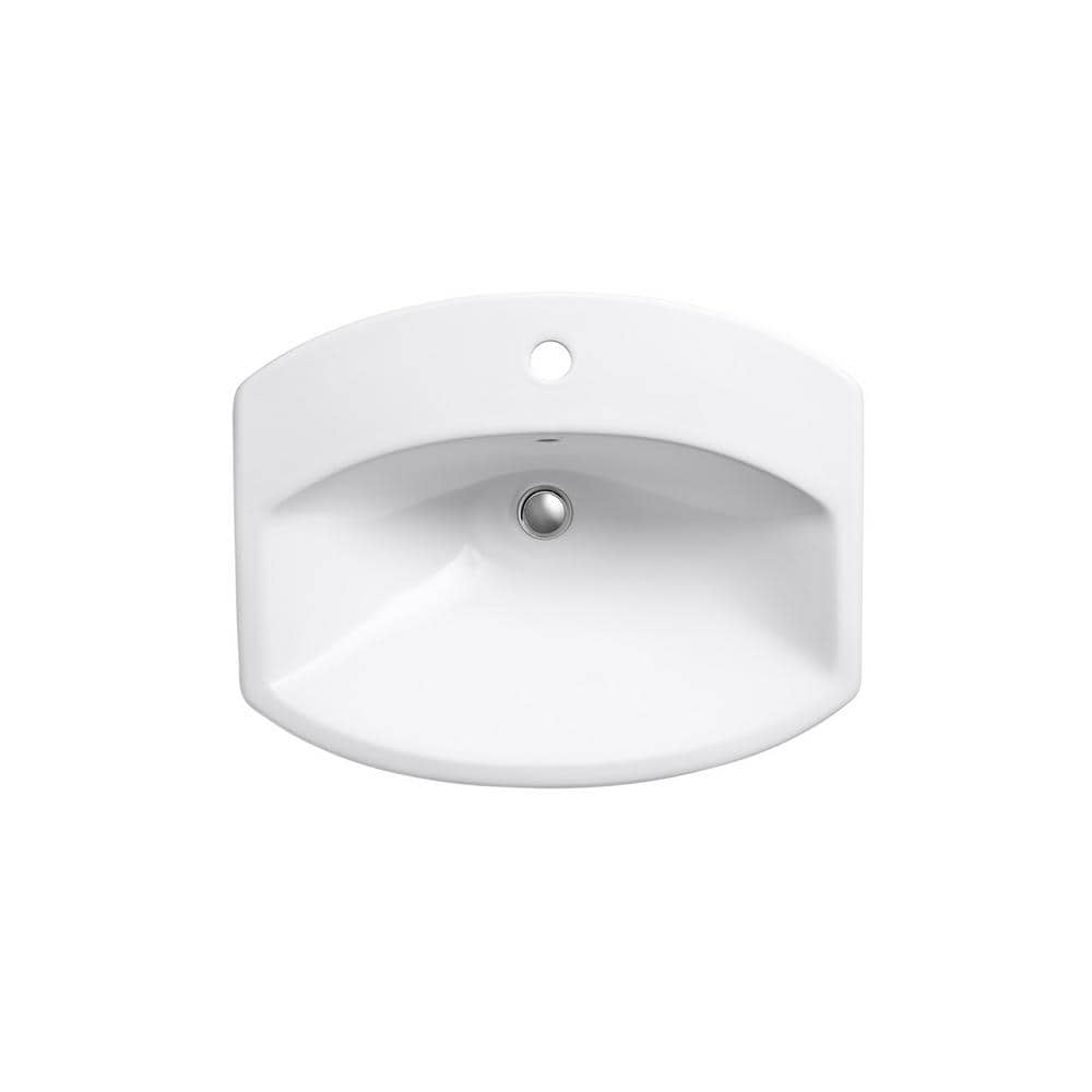 Cimarron White Ceramic Rectangular Drop-in Bathroom Sink