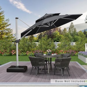 10 ft. Octagon Aluminum Patio Cantilever Umbrella for Garden Deck Backyard Pool in Gray with Beige Cover