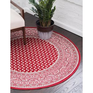 Williamsburg Allover Red 5' 0 x 5' 0 Round Rug