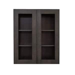 Lancaster Shaker Assembled 24 in. x 36 in. x 12 in. Wall Mullion Door Cabinet with 2 Doors 2 Shelves in Vintage Charcoal