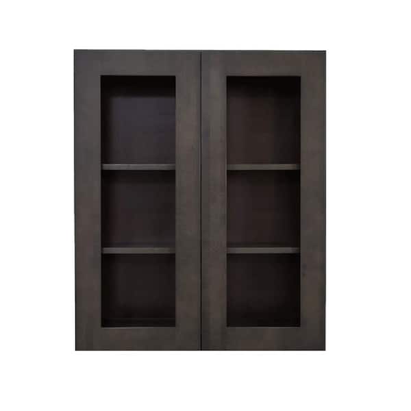 LIFEART CABINETRY Lancaster Shaker Assembled 24 in. x 18 in. x 12 in. Wall Mullion Door Cabinet with 2 Doors in Vintage Charcoal