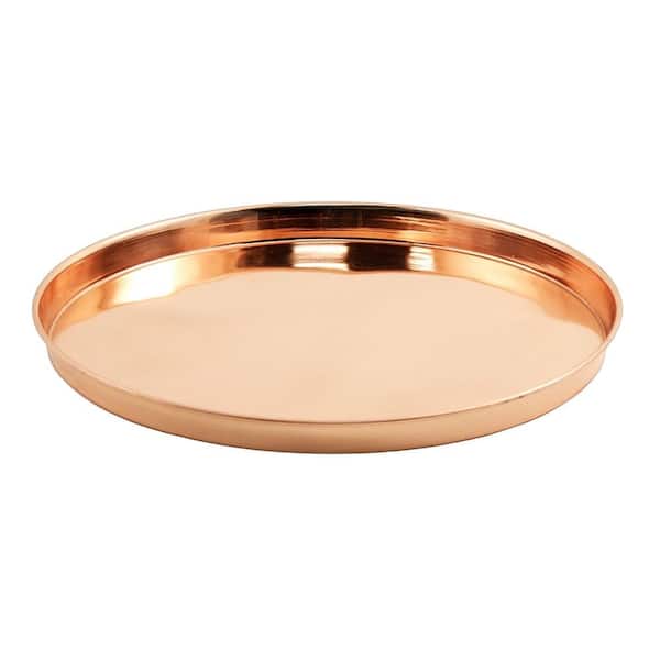 Achla Designs Decorative Round Stainless Steel Tray, 12.5 Inch Diameter, Copper Plated Finish