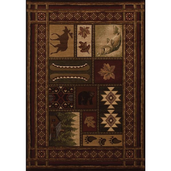 Contours Cabin Chalet Toffee 7 ft. 10 in. x 10 ft. 6 in. Abstract Polypropylene Area Rug