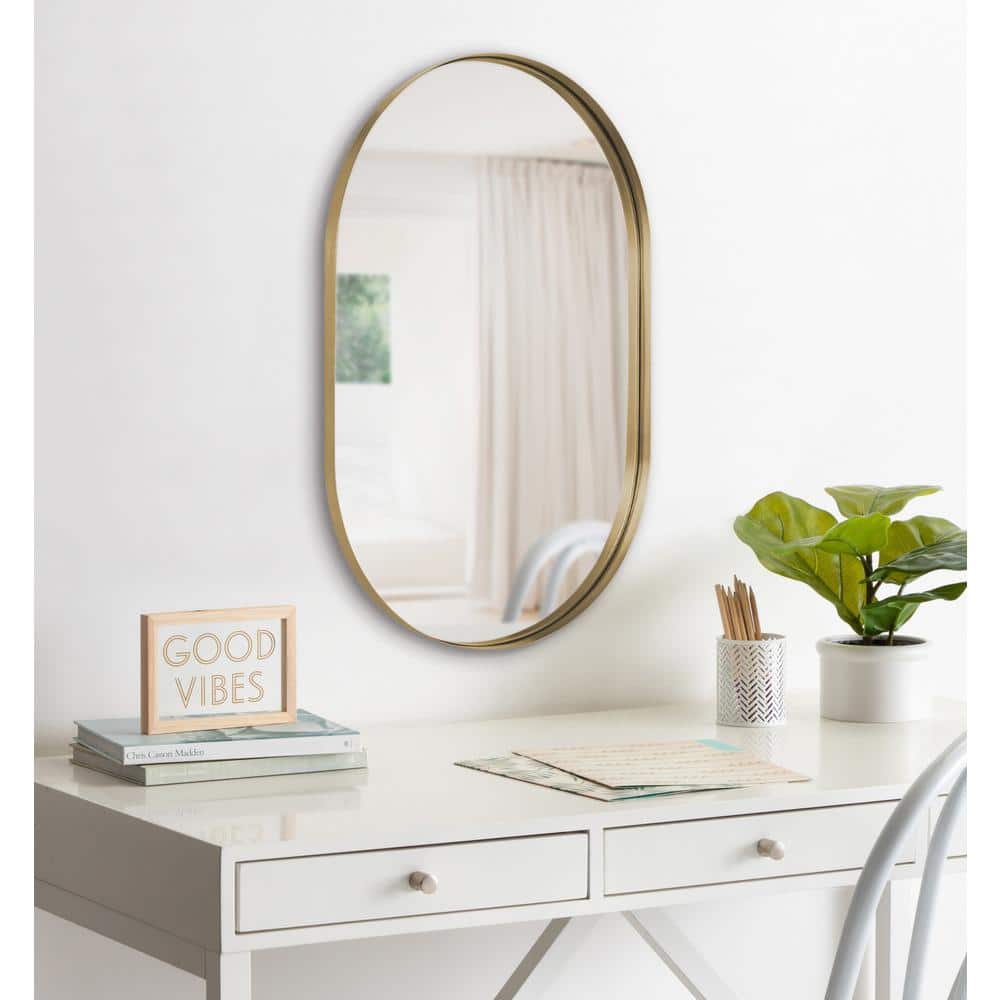 Elegant Gold Full-Length Capsule Wall Mirror 23x35