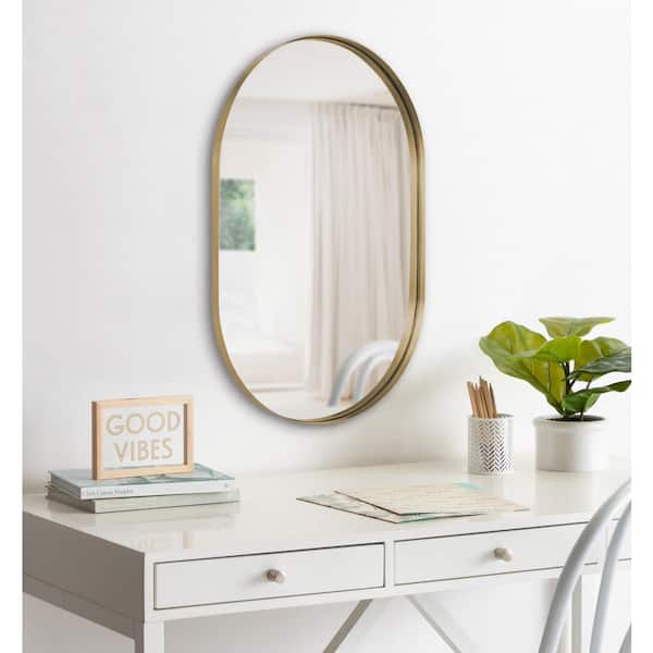 Rollo 30 in. x 20 in. MidCentury Oval Gold Framed Decorative Wall Mirror