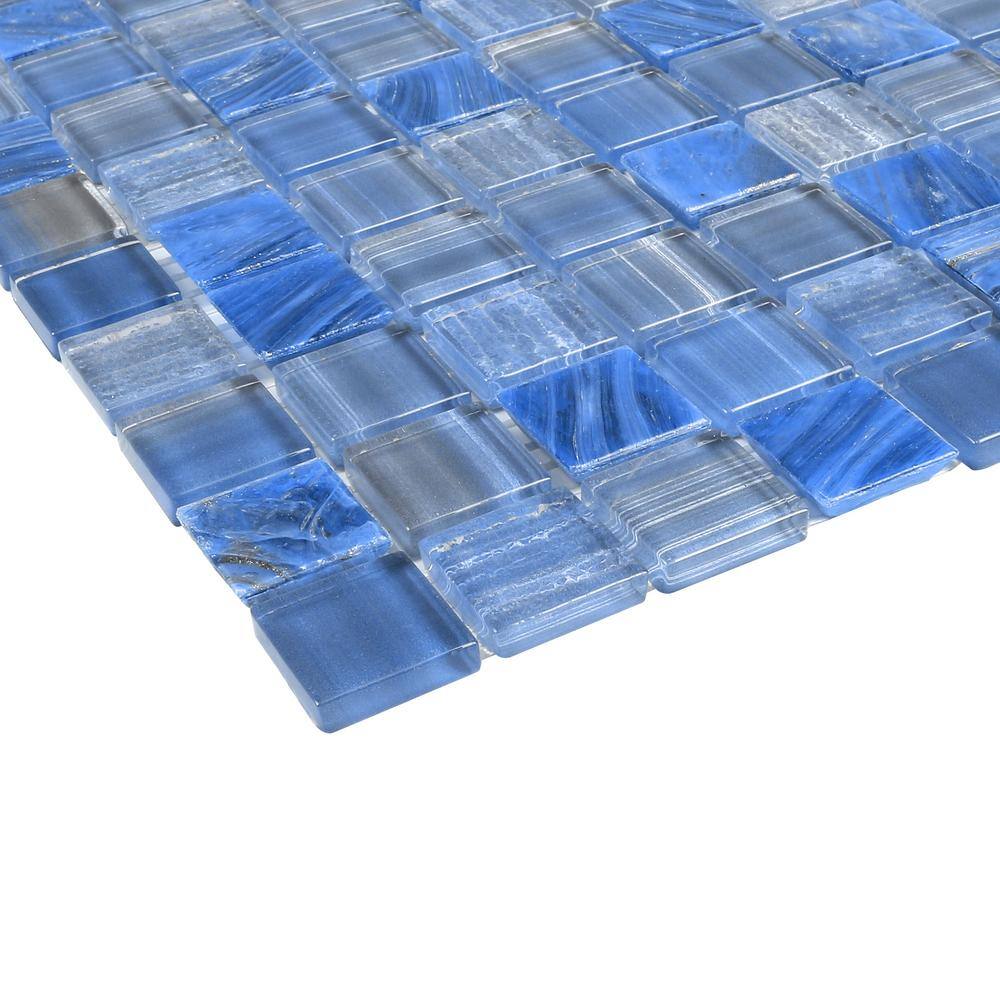 Toluca 12" x 12" Blue Polished Glass Mosaic Tile