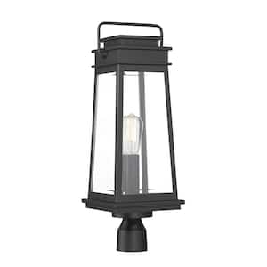 Boone 8.25 in. W x 24.25 in. H 1-Light Matte Black Metal Hardwired Outdoor Weather Resistant Post Light Set