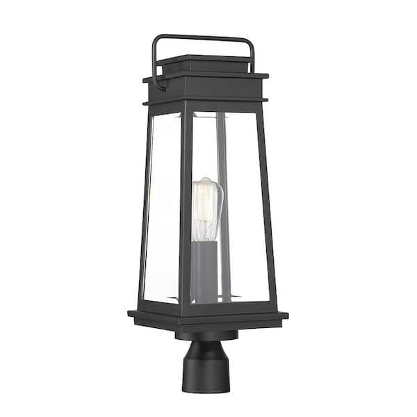 Savoy House Boone 8.25 in. W x 24.25 in. H 1-Light Matte Black Metal Hardwired Outdoor Weather Resistant Post Light Set