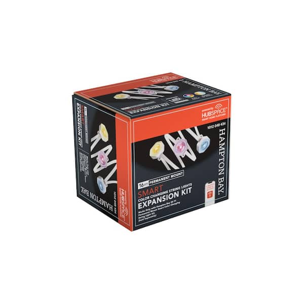 Hampton Bay 10 LED 16.4 ft. Plug-in Mini Integrated LED Novelty Permanent Outdoor String Light Expansion Set Powered by Hubspace SQHDE03-5PSL