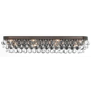 Calypso 33 in. 8-Light Vibrant Bronze Vanity Light with Clear Glass Drops