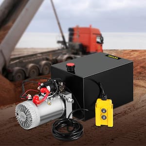 Dump Trailer Hydraulic Pump 12-Volt DC Hydraulic Power Unit Single Acting 3.75 Gal. Steel for Truck Tailgate Lift