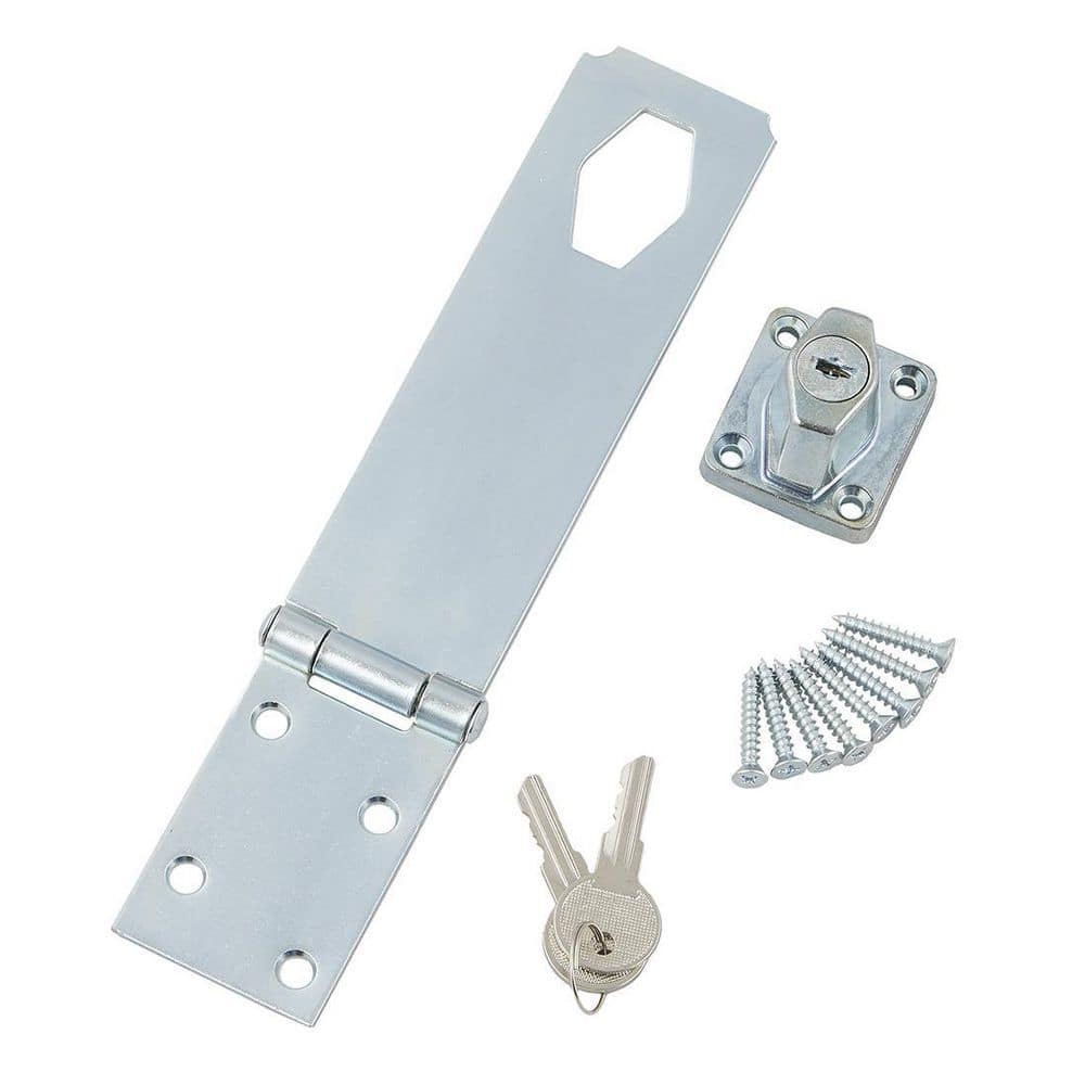 Everbilt 6 in. Zinc-Plated Key Locking Safety Hasp 33627 - The